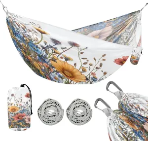 ATTX Colorful Wildflowers Camping Hammock - Lightweight & Portable Hammocks, Heavy Duty 330lbs Capacity for Indoor, Hiking, Backpacking, Travel, Backyard, Beach#369
