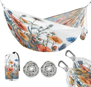 ATTX Colorful Wildflowers Camping Hammock - Lightweight & Portable Hammocks, Heavy Duty 330lbs Capacity for Indoor, Hiking, Backpacking, Travel, Backyard, Beach#372