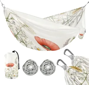 ATTX Colorful Wildflowers Camping Hammock - Lightweight & Portable Hammocks, Heavy Duty 330lbs Capacity for Indoor, Hiking, Backpacking, Travel, Backyard, Beach#528