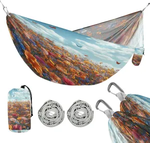 ATTX Colorful Wildflowers Meadow Camping Hammock - Lightweight & Portable Hammocks, Heavy Duty 330lbs Capacity for Indoor, Hiking, Backpacking, Travel, Backyard, Beach#589