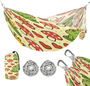 ATTX Cute Cartoon Frog Camping Hammock - Lightweight & Portable Hammocks, Heavy Duty 330lbs Capacity for Indoor, Hiking, Backpacking, Travel, Backyard, Beach#156