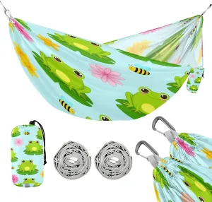 ATTX Cute Cartoon Frogs Camping Hammock - Lightweight & Portable Hammocks, Heavy Duty 330lbs Capacity for Indoor, Hiking, Backpacking, Travel, Backyard, Beach#192