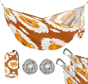 ATTX Cute Cartoon Lion Camping Hammock - Lightweight & Portable Hammocks, Heavy Duty 330lbs Capacity for Indoor, Hiking, Backpacking, Travel, Backyard, Beach#193