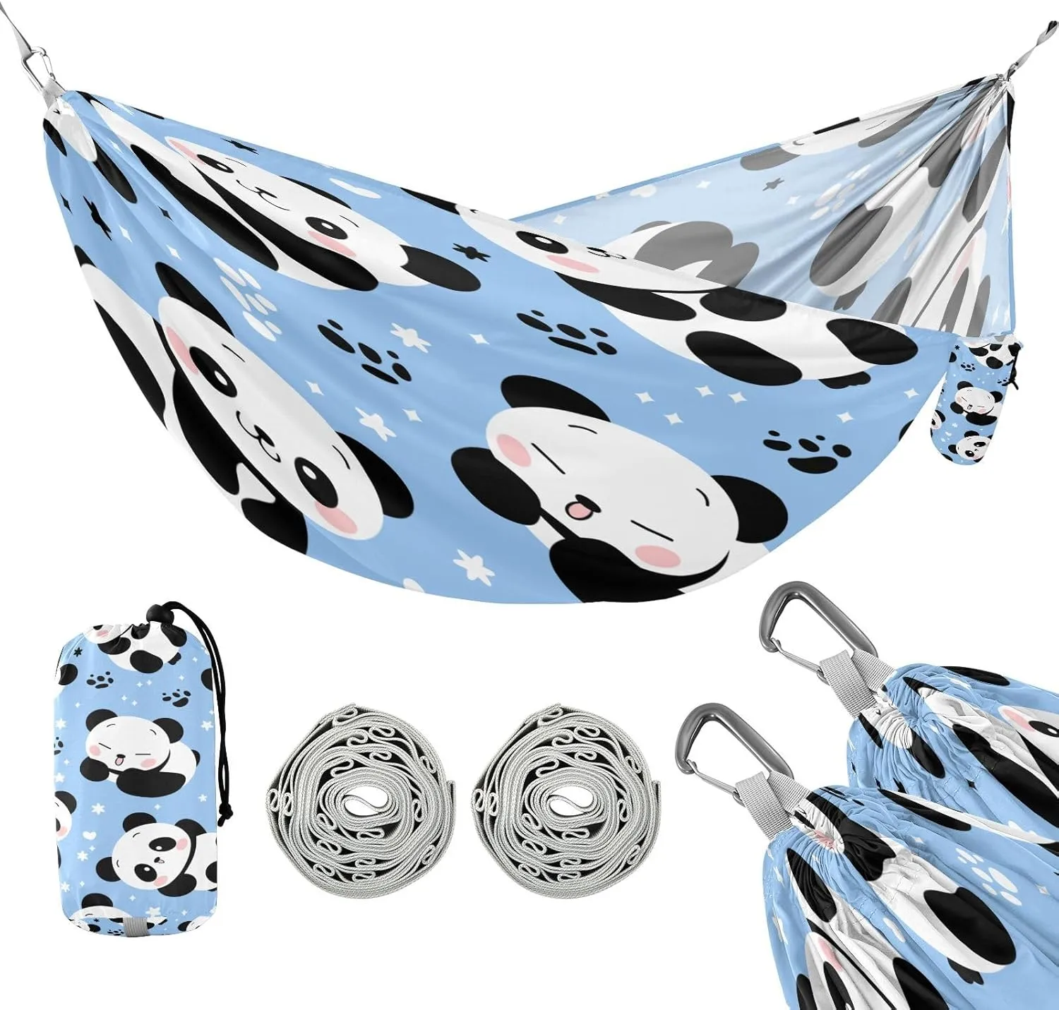 ATTX Cute Cartoon Panda Camping Hammock - Lightweight & Portable Hammocks, Heavy Duty 330lbs Capacity for Indoor, Hiking, Backpacking, Travel, Backyard, Beach#116