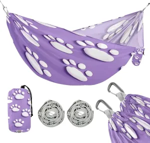ATTX Cute Paw Prints Camping Hammock - Lightweight & Portable Hammocks, Heavy Duty 330lbs Capacity for Indoor, Hiking, Backpacking, Travel, Backyard, Beach#350