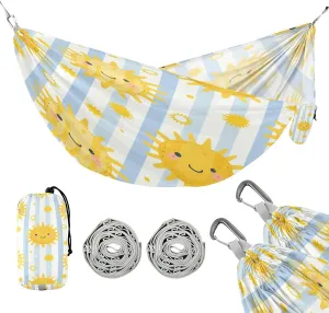 ATTX Cute Sunshine Camping Hammock - Lightweight & Portable Hammocks, Heavy Duty 330lbs Capacity for Indoor, Hiking, Backpacking, Travel, Backyard, Beach#123