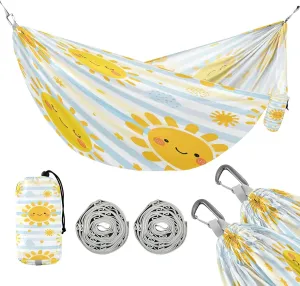 ATTX Cute Sunshine Camping Hammock - Lightweight & Portable Hammocks, Heavy Duty 330lbs Capacity for Indoor, Hiking, Backpacking, Travel, Backyard, Beach#125