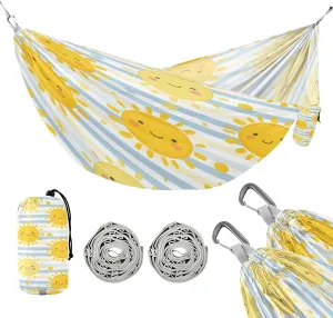 ATTX Cute Sunshine Camping Hammock - Lightweight & Portable Hammocks, Heavy Duty 330lbs Capacity for Indoor, Hiking, Backpacking, Travel, Backyard, Beach#127