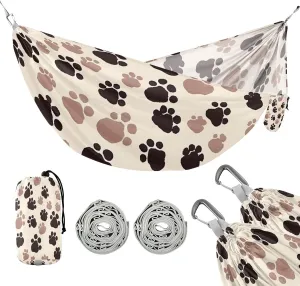 ATTX Dog Paw Prints Camping Hammock - Lightweight & Portable Hammocks, Heavy Duty 330lbs Capacity for Indoor, Hiking, Backpacking, Travel, Backyard, Beach#363