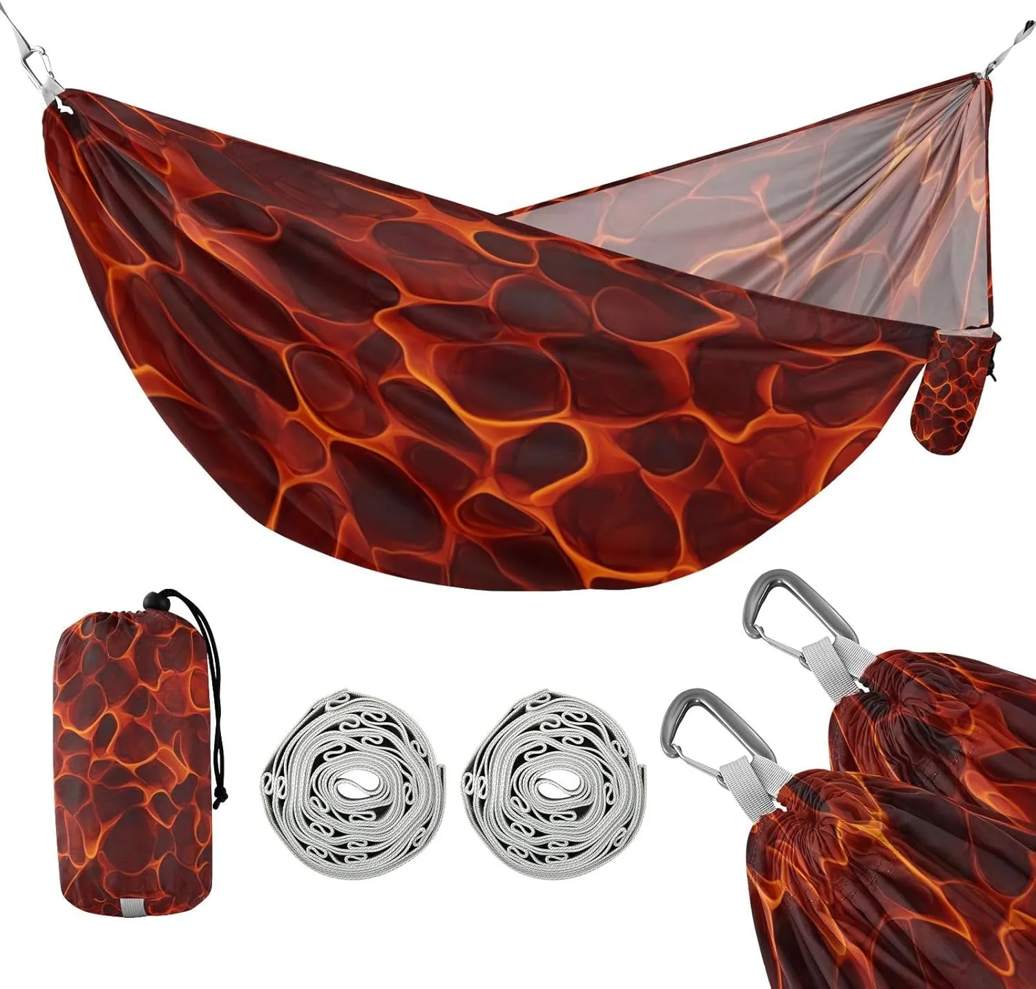 ATTX Fire Animated Camping Hammock - Lightweight & Portable Hammocks, Heavy Duty 330lbs Capacity for Indoor, Hiking, Backpacking, Travel, Backyard, Beach#290