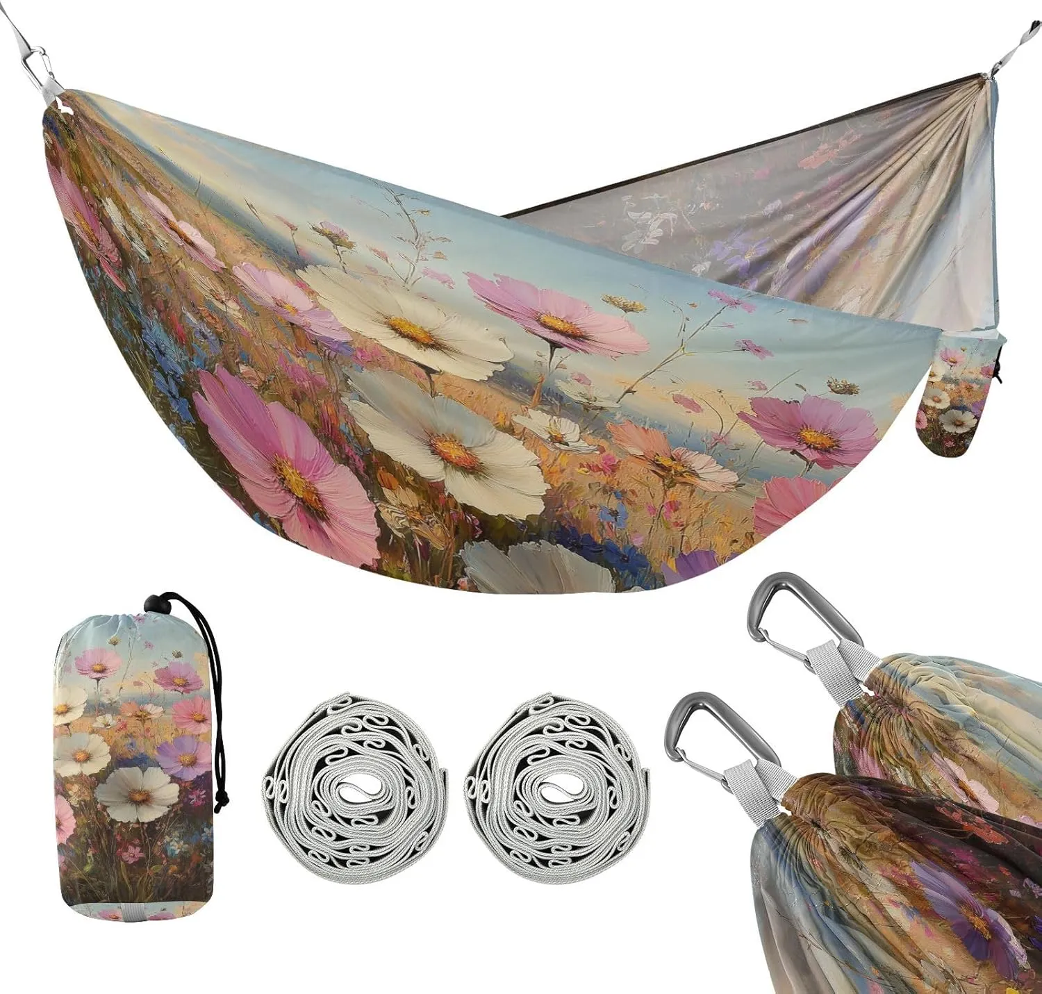 ATTX Floral Landscapes Camping Hammock - Lightweight & Portable Hammocks, Heavy Duty 330lbs Capacity for Indoor, Hiking, Backpacking, Travel, Backyard, Beach#22