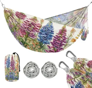 ATTX Foxgloves and Irises Camping Hammock - Lightweight & Portable Hammocks, Heavy Duty 330lbs Capacity for Indoor, Hiking, Backpacking, Travel, Backyard, Beach#31