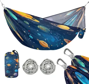 ATTX Galaxy Planets Camping Hammock - Lightweight & Portable Hammocks, Heavy Duty 330lbs Capacity for Indoor, Hiking, Backpacking, Travel, Backyard, Beach#255