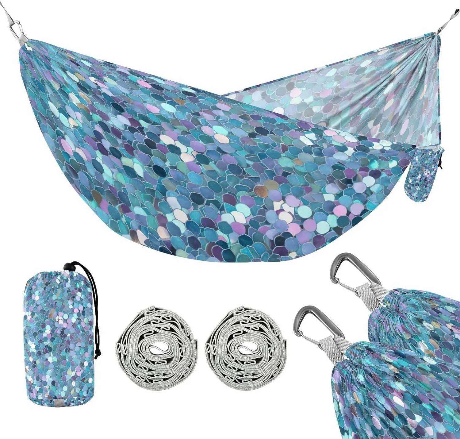 ATTX Glitter Pattern Camping Hammock - Lightweight & Portable Hammocks, Heavy Duty 330lbs Capacity for Indoor, Hiking, Backpacking, Travel, Backyard, Beach#505