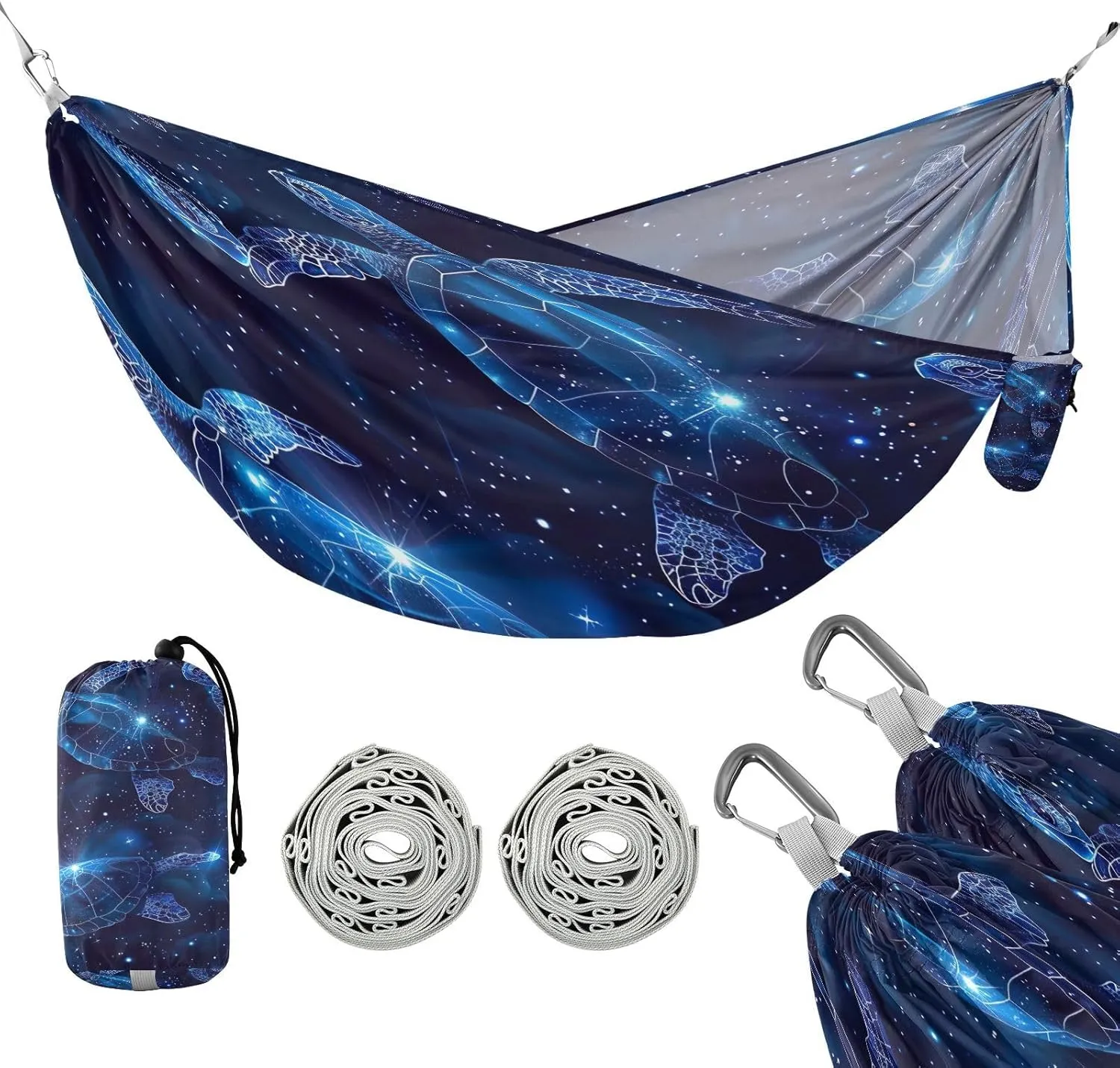 ATTX Glowing Sea Turtles Camping Hammock - Lightweight & Portable Hammocks, Heavy Duty 330lbs Capacity for Indoor, Hiking, Backpacking, Travel, Backyard, Beach#517