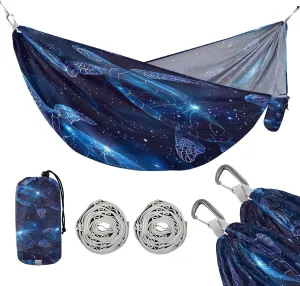 ATTX Glowing Sea Turtles Camping Hammock - Lightweight & Portable Hammocks, Heavy Duty 330lbs Capacity for Indoor, Hiking, Backpacking, Travel, Backyard, Beach#517