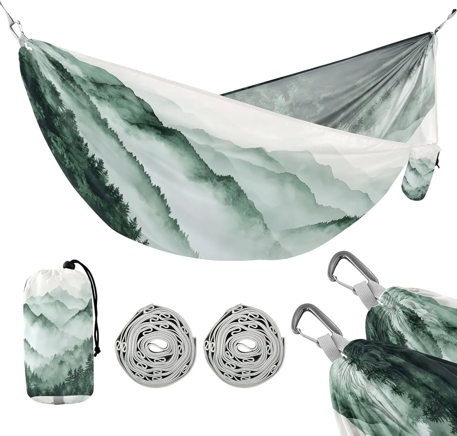 ATTX Green Mountains Camping Hammock - Lightweight & Portable Hammocks, Heavy Duty 330lbs Capacity for Indoor, Hiking, Backpacking, Travel, Backyard, Beach#551