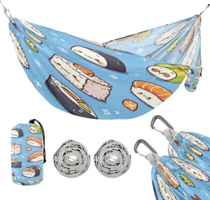 ATTX Kawaii Sushi Camping Hammock - Lightweight & Portable Hammocks, Heavy Duty 330lbs Capacity for Indoor, Hiking, Backpacking, Travel, Backyard, Beach#141