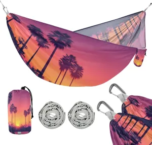 ATTX Palm Tree Silhouettes Camping Hammock - Lightweight & Portable Hammocks, Heavy Duty 330lbs Capacity for Indoor, Hiking, Backpacking, Travel, Backyard, Beach#36