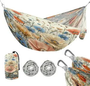 ATTX Pastel Flowers Camping Hammock - Lightweight & Portable Hammocks, Heavy Duty 330lbs Capacity for Indoor, Hiking, Backpacking, Travel, Backyard, Beach#37