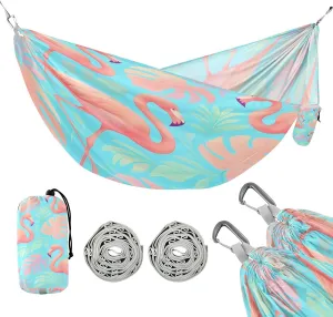 ATTX Pink Flamingos Camping Hammock - Lightweight & Portable Hammocks, Heavy Duty 330lbs Capacity for Indoor, Hiking, Backpacking, Travel, Backyard, Beach#233