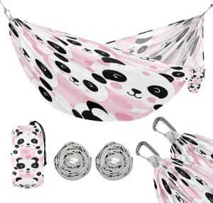 ATTX Pink Panda Bears Camping Hammock - Lightweight & Portable Hammocks, Heavy Duty 330lbs Capacity for Indoor, Hiking, Backpacking, Travel, Backyard, Beach#375
