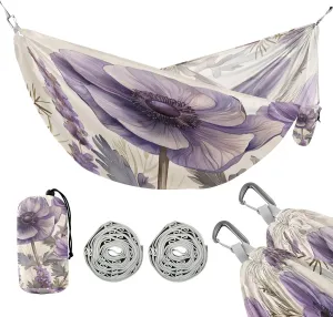 ATTX Purple Lavender Camping Hammock - Lightweight & Portable Hammocks, Heavy Duty 330lbs Capacity for Indoor, Hiking, Backpacking, Travel, Backyard, Beach#306