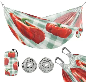 ATTX Red Bell Peppers Camping Hammock - Lightweight & Portable Hammocks, Heavy Duty 330lbs Capacity for Indoor, Hiking, Backpacking, Travel, Backyard, Beach#586