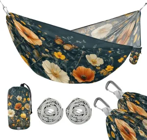 ATTX Red Floral Camping Hammock - Lightweight & Portable Hammocks, Heavy Duty 330lbs Capacity for Indoor, Hiking, Backpacking, Travel, Backyard, Beach#397