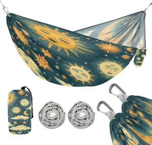 ATTX Retro Sun Moon Camping Hammock - Lightweight & Portable Hammocks, Heavy Duty 330lbs Capacity for Indoor, Hiking, Backpacking, Travel, Backyard, Beach#117