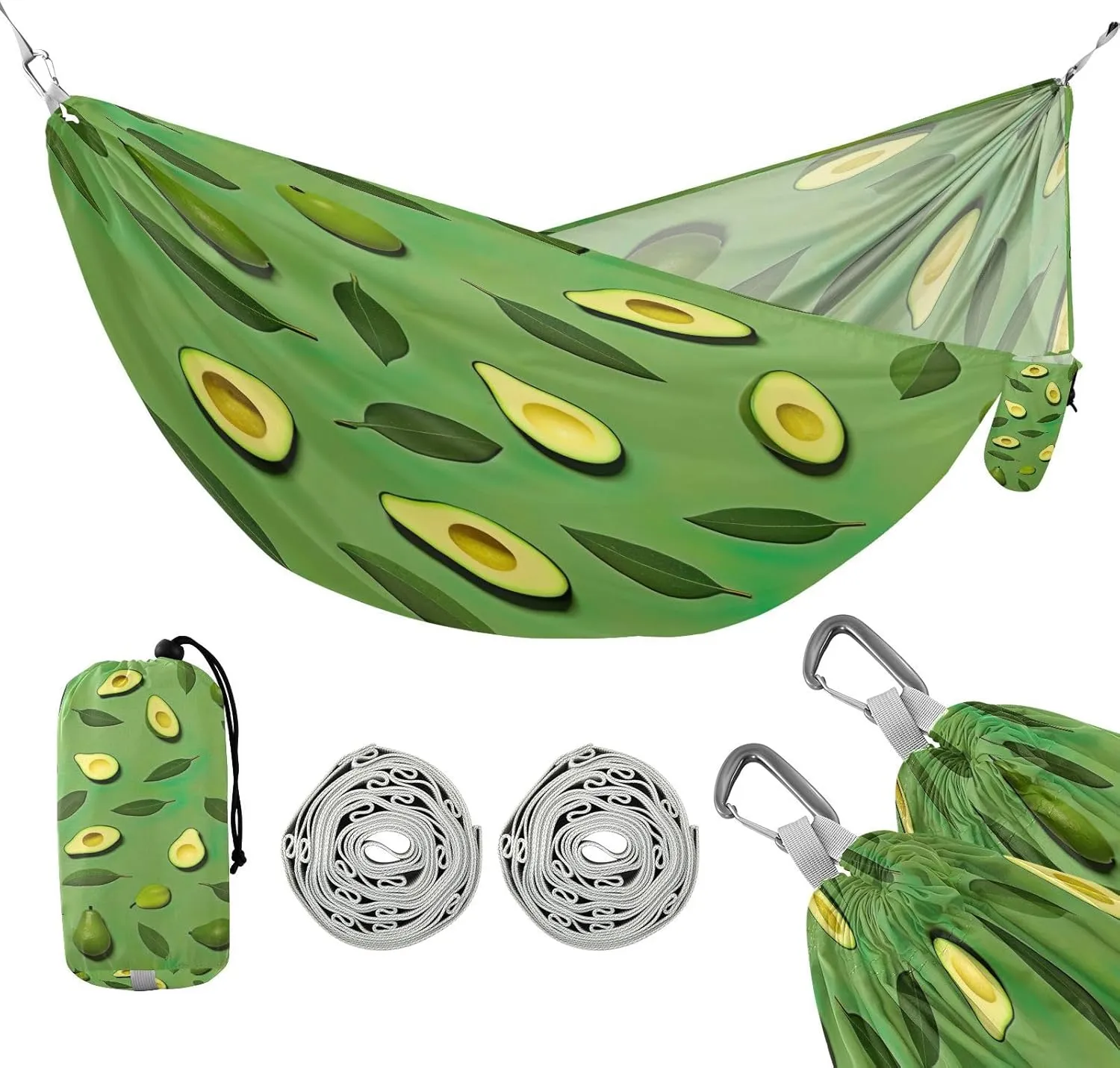 ATTX Small Avocado Slices Camping Hammock - Lightweight & Portable Hammocks, Heavy Duty 330lbs Capacity for Indoor, Hiking, Backpacking, Travel, Backyard, Beach#377