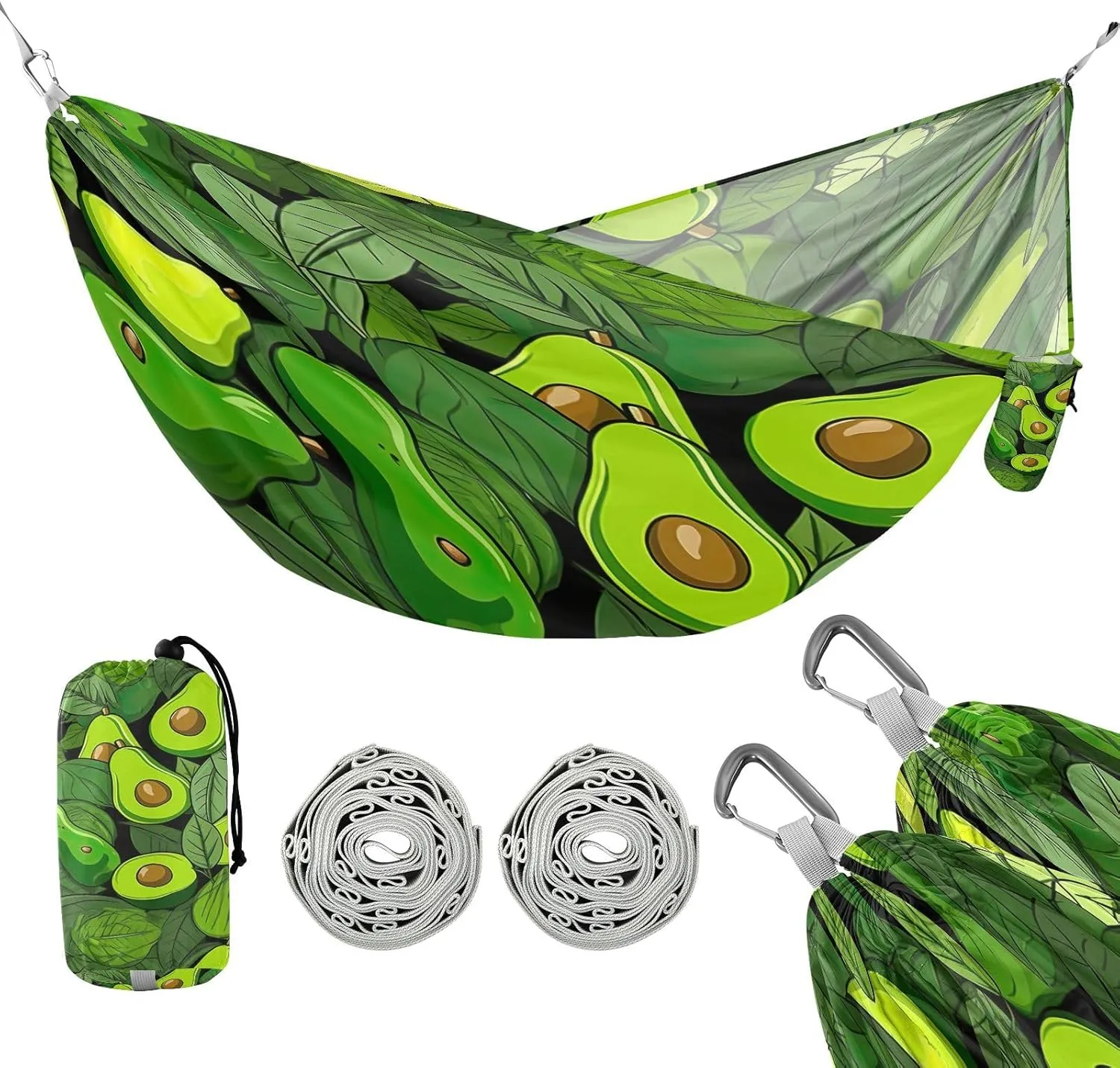 ATTX Small Avocado Slices Camping Hammock - Lightweight & Portable Hammocks, Heavy Duty 330lbs Capacity for Indoor, Hiking, Backpacking, Travel, Backyard, Beach#382