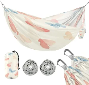 ATTX Small Pastel Butterflies Camping Hammock - Lightweight & Portable Hammocks, Heavy Duty 330lbs Capacity for Indoor, Hiking, Backpacking, Travel, Backyard, Beach#590