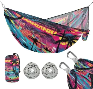 ATTX Tropical Palm Trees Camping Hammock - Lightweight & Portable Hammocks, Heavy Duty 330lbs Capacity for Indoor, Hiking, Backpacking, Travel, Backyard, Beach#490