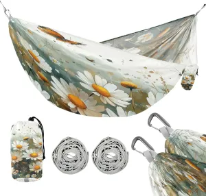 ATTX Watercolor Meadow Daisies Camping Hammock - Lightweight & Portable Hammocks, Heavy Duty 330lbs Capacity for Indoor, Hiking, Backpacking, Travel, Backyard, Beach#411