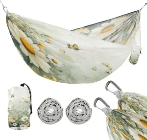 ATTX Watercolor Meadow Daisies Camping Hammock - Lightweight & Portable Hammocks, Heavy Duty 330lbs Capacity for Indoor, Hiking, Backpacking, Travel, Backyard, Beach#414