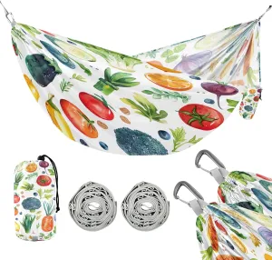ATTX Watercolor Vegetables Camping Hammock - Lightweight & Portable Hammocks, Heavy Duty 330lbs Capacity for Indoor, Hiking, Backpacking, Travel, Backyard, Beach#523
