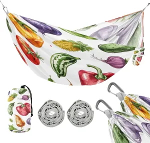 ATTX Watercolor Vegetables Camping Hammock - Lightweight & Portable Hammocks, Heavy Duty 330lbs Capacity for Indoor, Hiking, Backpacking, Travel, Backyard, Beach#525