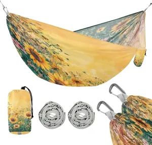 ATTX Whimsical Garden Sunflowers Camping Hammock - Lightweight & Portable Hammocks, Heavy Duty 330lbs Capacity for Indoor, Hiking, Backpacking, Travel, Backyard, Beach#569