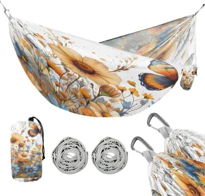 ATTX Wildflowers Butterflies Camping Hammock - Lightweight & Portable Hammocks, Heavy Duty 330lbs Capacity for Indoor, Hiking, Backpacking, Travel, Backyard, Beach#428