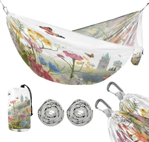 ATTX Wildflowers Butterfly Camping Hammock - Lightweight & Portable Hammocks, Heavy Duty 330lbs Capacity for Indoor, Hiking, Backpacking, Travel, Backyard, Beach#190