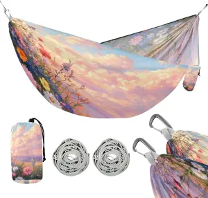 ATTX Wildflowers by The Sea Camping Hammock - Lightweight & Portable Hammocks, Heavy Duty 330lbs Capacity for Indoor, Hiking, Backpacking, Travel, Backyard, Beach#442