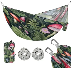 ATTX Wildflowers Mushrooms Camping Hammock - Lightweight & Portable Hammocks, Heavy Duty 330lbs Capacity for Indoor, Hiking, Backpacking, Travel, Backyard, Beach#321
