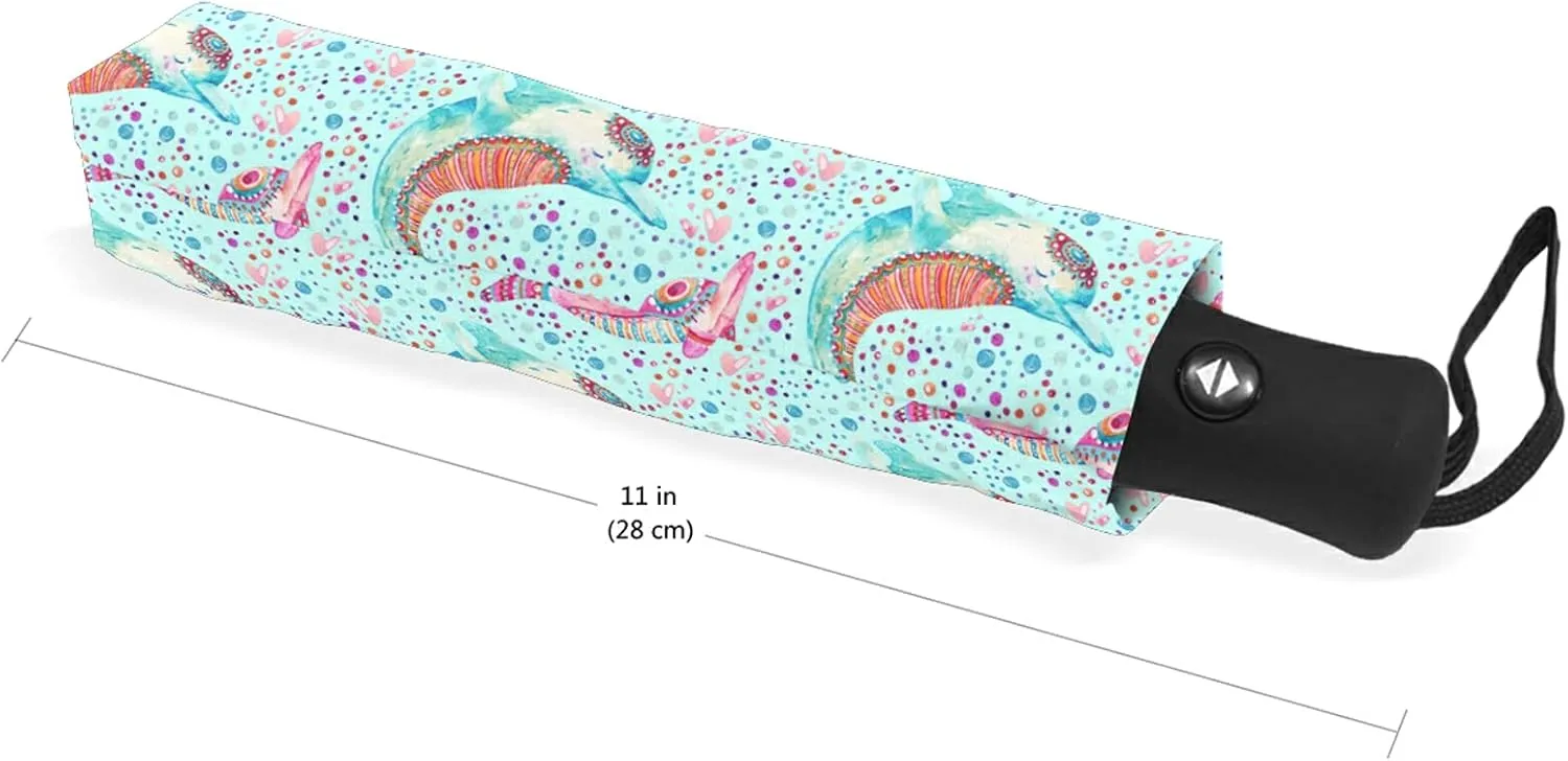 Automatic Folding Umbrella, Portable Strong Travel Rain Umbrella, Auto Open/Close Lightweight Compact Sun Anti-UV Parasol
