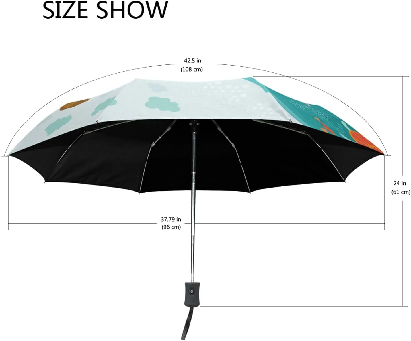 Automatic Folding Umbrella, Portable Strong Travel Rain Umbrella, Auto Open/Close Lightweight Compact Sun Anti-UV Parasol