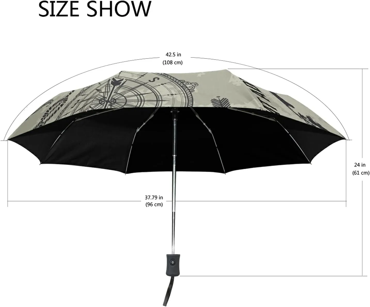 Automatic Folding Umbrella, Portable Strong Travel Rain Umbrella, Auto Open/Close Lightweight Compact Sun Anti-UV Parasol