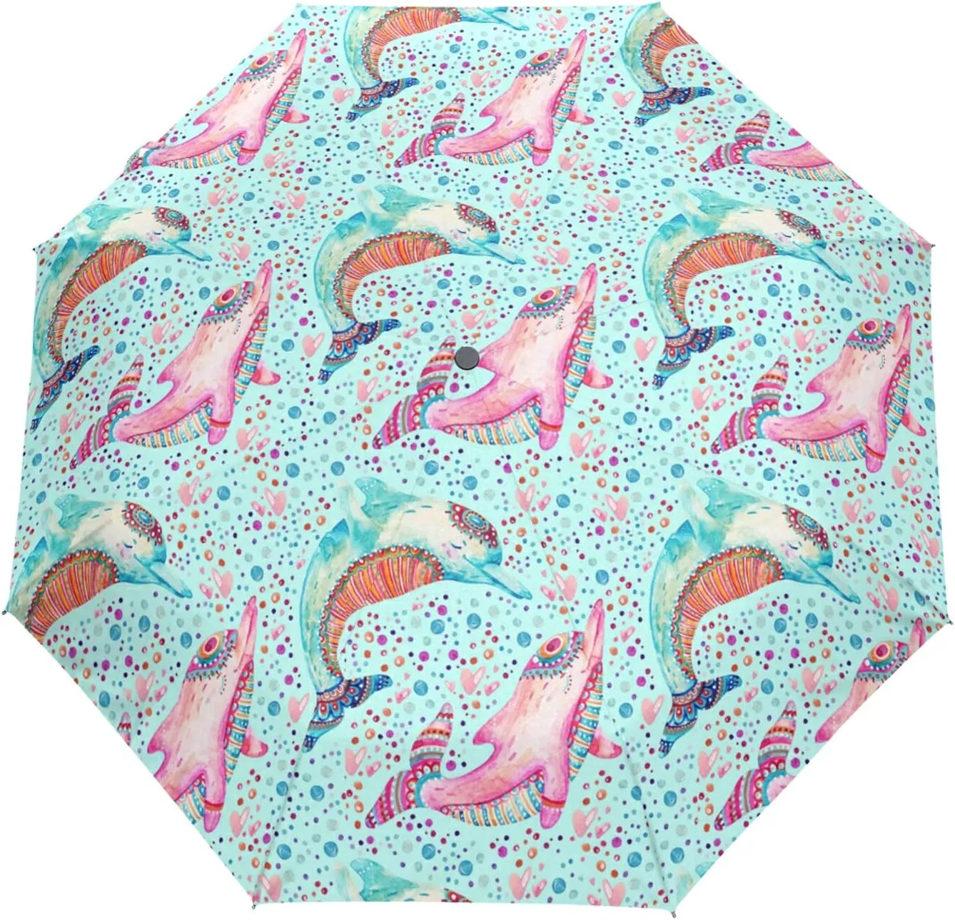 Automatic Folding Umbrella, Portable Strong Travel Rain Umbrella, Auto Open/Close Lightweight Compact Sun Anti-UV Parasol