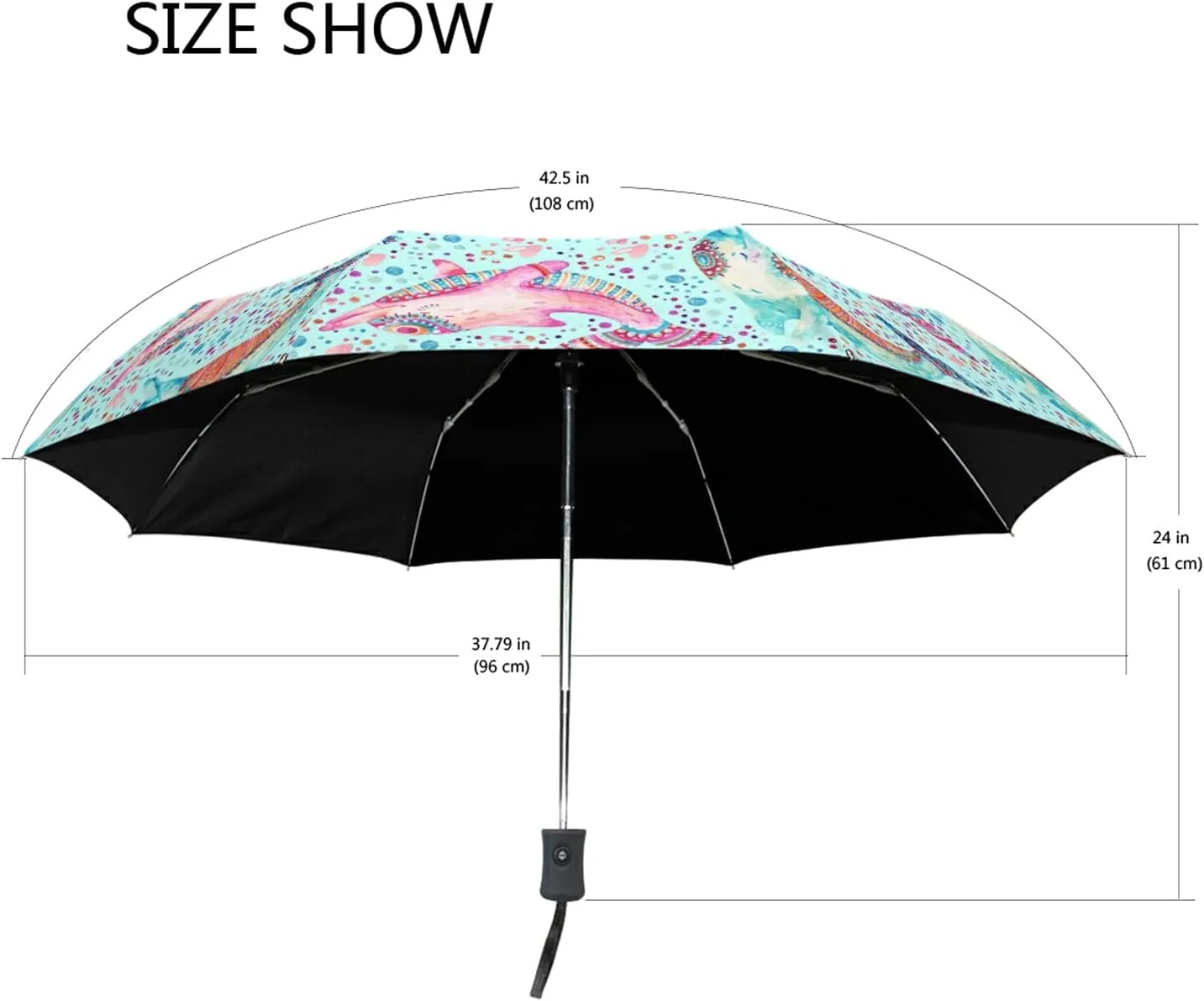 Automatic Folding Umbrella, Portable Strong Travel Rain Umbrella, Auto Open/Close Lightweight Compact Sun Anti-UV Parasol