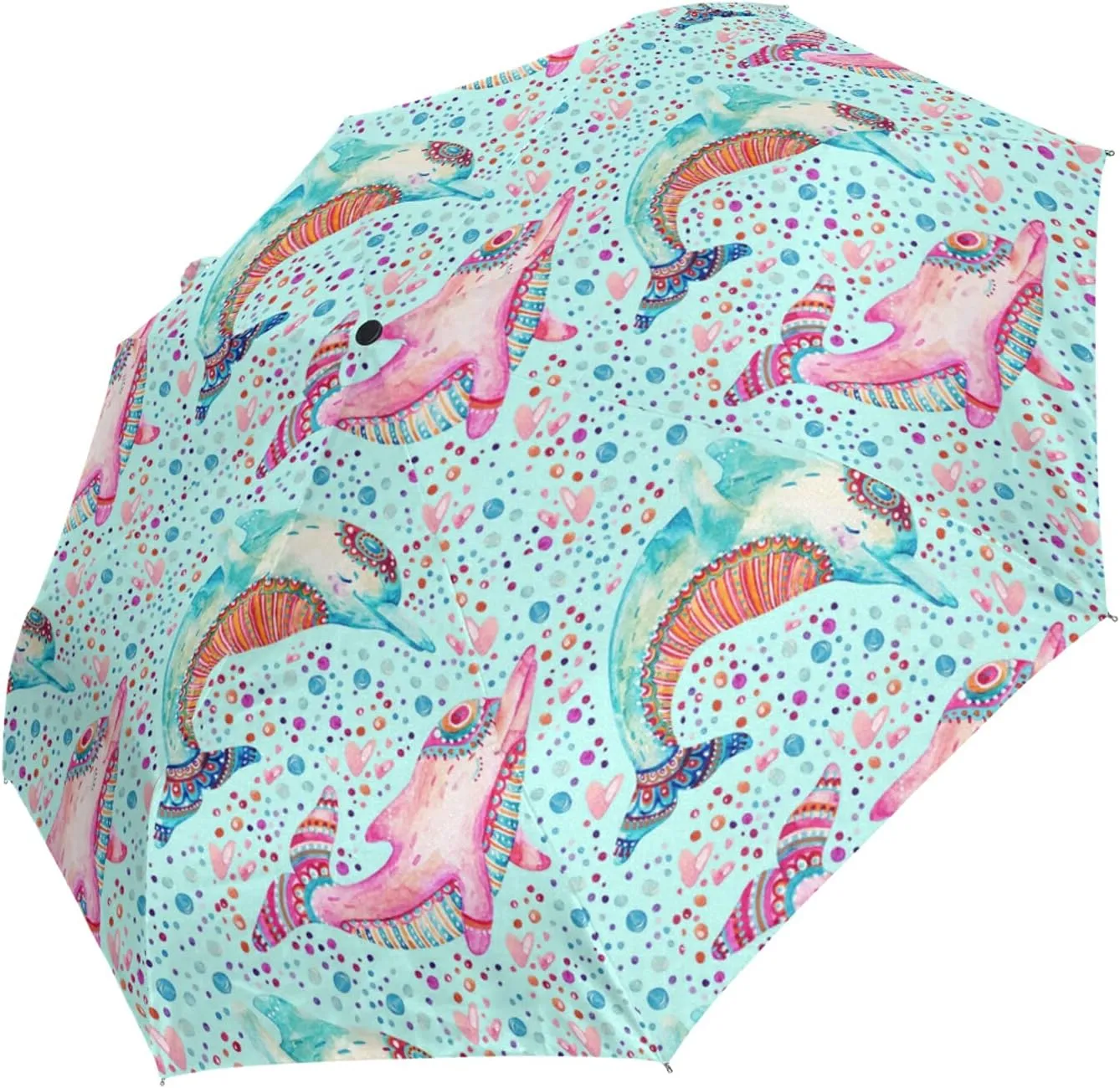 Automatic Folding Umbrella, Portable Strong Travel Rain Umbrella, Auto Open/Close Lightweight Compact Sun Anti-UV Parasol