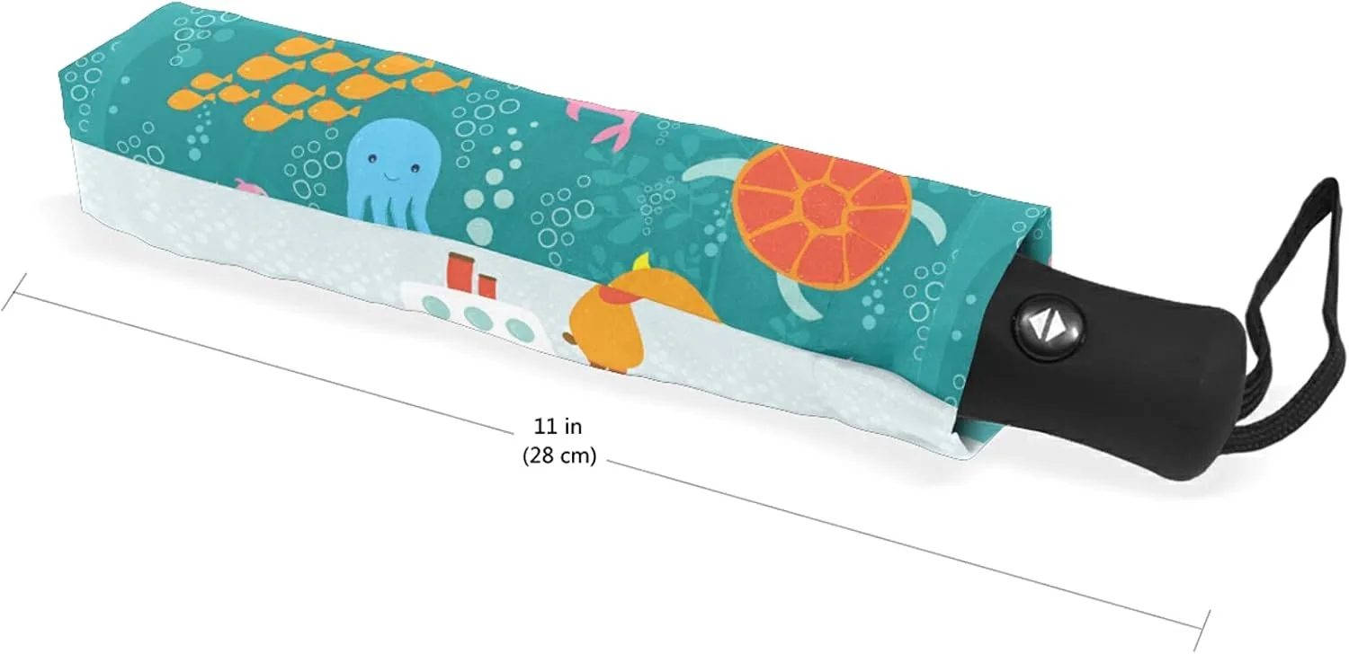 Automatic Folding Umbrella, Portable Strong Travel Rain Umbrella, Auto Open/Close Lightweight Compact Sun Anti-UV Parasol